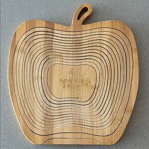 Wooden serving tray converts to basket - apple shape